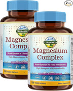 Terranics 5-in-1 Magnesium Complex Supplement 500mg - 5 Forms High Absorption Magnesium Glycinate Citrate Malate Aspartate Gluconate for Sleep Heart Health - Non-GMO 240 Vegan Capsules