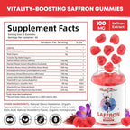 Saffron Gummies for Adults Kids - Organic Saffron Extract Supplement for Men Women Sugar Free for Mood Balance Support Better Sleep Metabolism with Vitamins Non GMO Strawberry Flavored 30 Days Supply