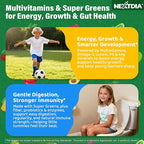 Kids Multivitamin Gummies, 20+ Super Greens Fruit and Veggies Supplement Superfood Daily Gummies with Probiotics for Kids Gummy Vitamins & Minerals for Tummy & Immune Support -Vegan, Sugar Free, 60Cts