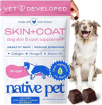 Native Pet Skin & Coat Chews - Omega 3 Fish Oil for Dogs Skin & Coat Supplement - Itch Relief, Shiny Fur & Shedding Support - Collagen, Hyaluronic Acid, Biotin, Probiotics & Salmon Oil - 120 Chews