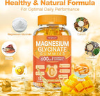 Magnesium Glycinate Gummies 600mg, Chewable Sugar Free Potassium Gummies with Magnesium Glycinate, Vitamin D, B6 and CoQ10 for Stress Relief, Body Support & Muscle, 2 Pack