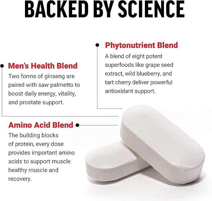 Force Factor Men’s Multivitamins, Multivitamin for Men Plus Amino Acids Supplement with 27 Vitamins and Minerals, and Phytonutrients to Support Energy, and Immunity, 60 Tablets