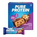 Pure Protein Chewy Chocolate Chip Protein Bars – 20g Protein, 3g Sugar, 190 Calories (12 count) Low Sugar* High Protein Snack - Gluten Free - Perfect for a Healthy Snack