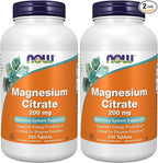 Now Supplements,Magnesium Citrate 200 mg,Enzyme Function*,Nervous System Support*,250 Count (Pack of 2)