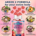 2 Pack AREDS 2 +Advanced Formula for Macular Health,22-in-1 Eye Vitamin & MineralSupplement w. Zeaxanthin, Zinc &Vitamin C, 60 Chewable Gummies