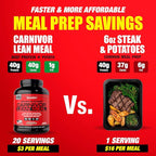 MuscleMeds CARNIVOR Lean Meal Whole Food Meal Replacement Shake, MRE, Beef Protein Isolate, White Potato, Sweet Potato, 40g Protein, 40 g Carbs, Lactose Free, Sugar Free, Chocolate Fudge 20 Servings
