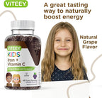 VITEEY Iron for Kids with Vitamin C - Supports Energy, Blood Cell Formulation, Blood Builder Anemia Kids Iron Supplements - Vegan, Gelatin Free, Gluten Free - Tasty Chewable Grape Flavored Gummy