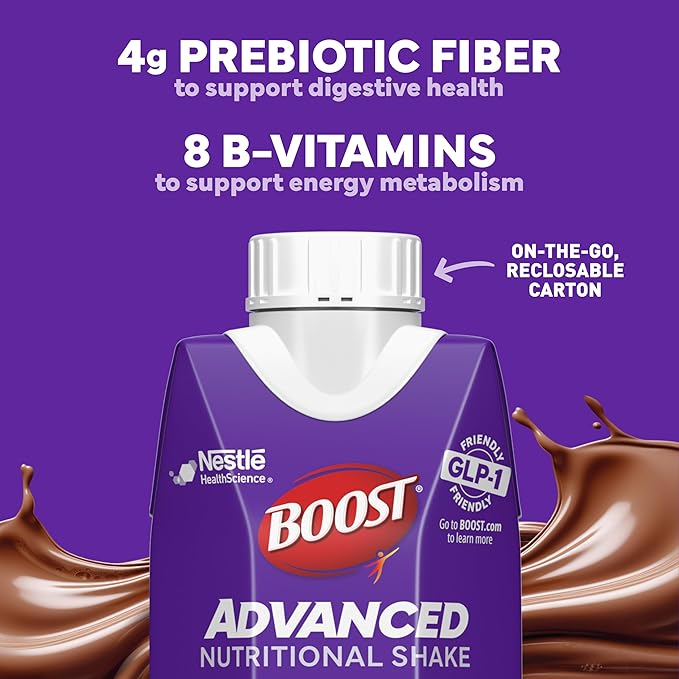 BOOST Advanced Nutritional Protein Shake, Weight Loss Nutrition Support*, 35g High Protein GLP-1 Friendly Shake, Ready to Drink - Rich Chocolate, 12-11 FL OZ (325 mL) Cartons