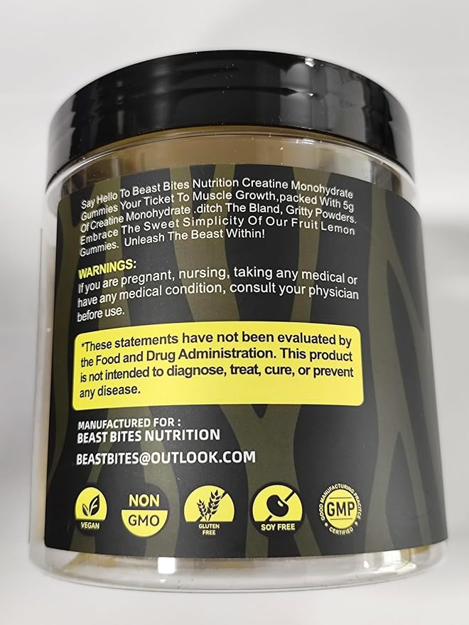 Creatine Monohydrate Gummies 5000mg (135 Count)-Lemon Flavor.
