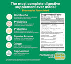 A dose of Digestive Balance-Gut Health Supplement-USDA-Kombucha, 7 Probiotic Strains and Prebiotics for Microbiome-Digestive Enzymes for Digestion-Bloating Relief for Women and Men (60 Count)