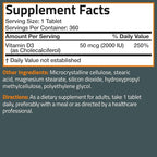 Bronson Vitamin D3 2000 IU (50mcg) Non-GMO, 360 Tablets