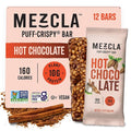 Mezcla Puff-Crispy Plant Based Protein Bars - Hot Chocolate - Healthy Snacks for Kids & Adults - Granola Bars for School, Travel, & Office Snacks - Gluten Free, Vegan, Non GMO, 10g Protein - 12 Count