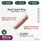 ForestLeaf Red Yeast Rice with CoQ10 Supplement - 1215mg Extra Strength Red Yeast Rice Capsules with Alpha Lipoic Acid & Organic Flaxseed, Citrinin Free - 180 Capsules