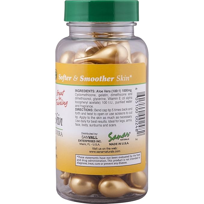 Sanar Naturals Healthy Skin Vitamin E Lotion with Aloe Vera Gel, 60 ct - Face Moisturizer SkinCare, Serum Capsules - Reduce Wrinkles, Dark Spots - Rapid Repair for Smooth HydratedSkin (Pack of 2)