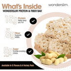Wonderslim High Fiber Protein Bars, Fluffy Nutter | 15g Protein, 7g Fiber | Low Sugar, Low Carb | Healthy Indulgence | Satisfying, Supports Energy & On-the-Go Convenience, 7 Pack