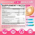12-in-1 Magnesium Complex Gummies for Women, 1000mg Liposomal Magnesium Glycinate Citrate Malate Oxide Supplement with D3, Methylated B6&12, Zinc for Relax, Sleep, Bone, Muscle Health, Vegan, 60 Chews