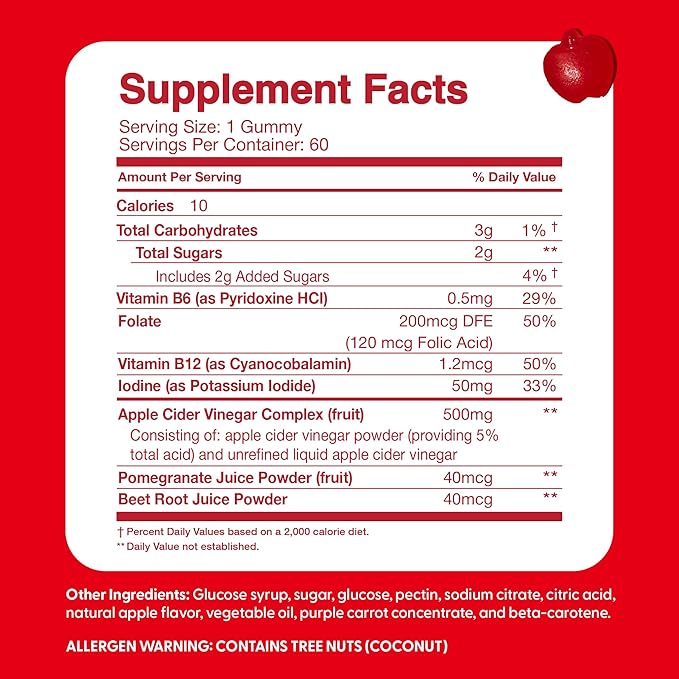 Feel Great Apple Cider Vinegar Gummies for Kids | Rich in Digestive Enzymes & Natural Antioxidants for Gut Health | Vegan Gummy Supports Healthy Nutrient Absorption | 60 Day Supply