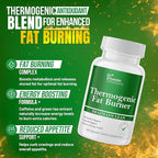 Thermogenic Fat Burner for Women and Men - Appetite Suppressant for Weight Loss - Includes Green Tea Extracts for Bloat Relief - Metabolism Booster - 120 Weight Loss Pills