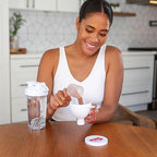 Protein Powder Funnel Set - Travel Protein Powder Container to Go with Carabiner & Reinforced Caps to Stop Spills - Protein & Pre Workout Powder Supplement Funnel for Bottles & Shakers - 4 Pack