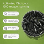 NaturaLife Labs Activated Charcoal 1200 mg per Serving – from Coconut Shells – 100 Veg Capsules – Non-GMO, Gluten-Free, Vegan