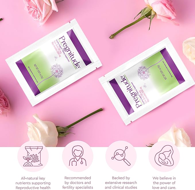 Pregnitude Reproductive Fertility Support - Helps Promote Regular Ovulation - Menstrual Cycles, and Increase Quality of Eggs - 60 Day Supply 120 Packets
