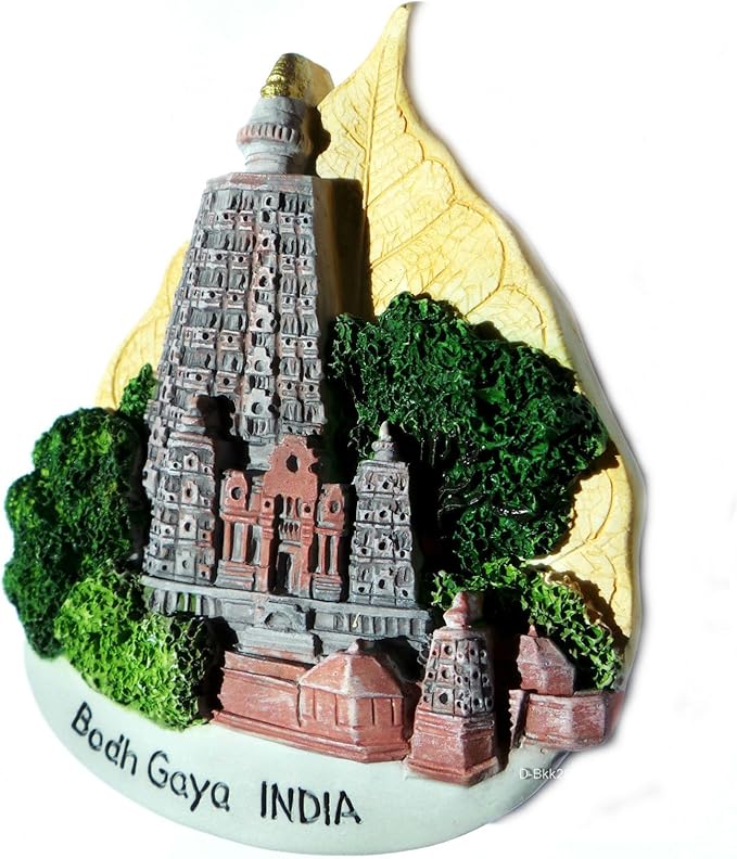 WitnyStore Tiny 3" Mahabodhi Temple Bodh Gaya Bihar India - Miniature Hand Made Resin 3D Asia Landmark Tourist Attractions Decorative Refrigerator Fridge Magnets Collectible Traveler Souvenirs Gifts