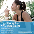 11-in-1 NAD Supplement with Resveratrol, CoQ10, Quercetin, Collagen, Grape Seed for Cellular Energy, Mental Focus & Antioxidant Support - NAD Supplement for Women & Men, 120 Soft Capsules
