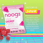 Noogs Sour Energy Chews, Electric Watermelon Electrolyte Energy Gummies, Sour Candy Flavored Alternative to Running Gels, Vegan, Gluten Free & Caffeine Free, 12 Pack