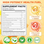 Vitamin D3 K2 Gummies for Women & Men, 6-in-1 Vitamin D Supplements with Magnesium, Zinc and Calcium for Bone, Immune & Energy Support, Sugar Free, Orange Flavor, 120 Count