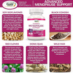 Advanced Menopause Support - Natural Female Hormonal Complex for Hot Flashes, Mood Swings & Vaginal Dryness - Black Cohosh, Soy Isoflavones & Herbal Extract Formula - Does Not Include Hormones