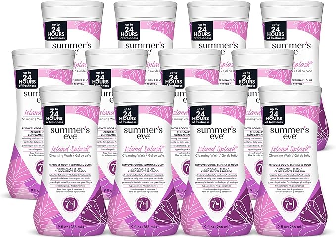 Summer's Eve Island Splash All-Over Daily Feminine Wash, pH-Balanced Body Wash for Women, Removes Vaginal Odor and Refreshes, 9 Fl Oz, Pack of 12