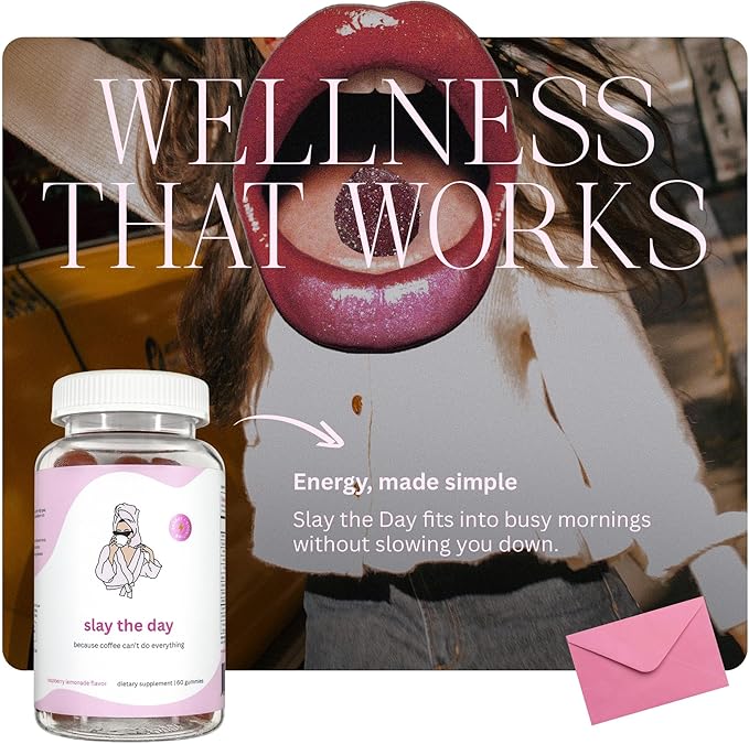 Balancing Act – Slay The Day Energy Gummies – Caffeine Free Focus & Clean Energy Support – with Vitamin B12, CoQ10 & Cognizin® Citicoline – Raspberry Lemonade – 60 Count (30 Day Supply)