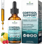 Cortisol Supplements for Women & Men, 18 in 1 Stress & Mood Support Drops with Magnesium 480mg, GABA, Ashwagandha, L-Theanine & Phosphatidylserine, for Relaxation & Sleep, Lemon Raspberry Flavor 60mL