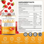 Vitamin D3 K2 Gummies 10000 IU with Magnesium Glycinate, Calcium, B12, K2 MK-7, Vitamins A, E, Lutein, Zeaxanthin - ADK Chewable Supplement for Bone, Eye, Immune Support - D3K2 Gummies