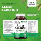 Wild & Organic Lung Cleanse Capsules - Lung Support Supplement with Mullein Leaf, Stinging Nettle, Angelica & Korean Panax Ginseng Powder - Vegan, No Fillers, Non-GMO - 120 Count