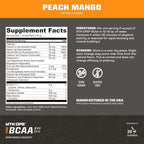 MTN OPS BCAA Powder 2:1:1 Amino Acids Supplement Powder for Rapid Muscle Recovery & Repair with Zero Sugar & Gluten Free - 30 Servings, Peach Mango