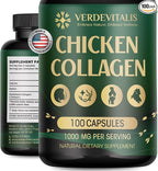 Chicken Collagen Type ii Capsules -Nutritional Supplement for Joint, Skin & Bone Support-Non-GMO, Anti-Aging Supplements with Hydrolyzed Collagen Peptides - 100 Capsules