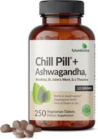 Futurebiotics Chill Pill + Ashwagandha, Rhodiola, St. John’s Wort, & L-Theanine - Non-GMO, 250 Vegetarian Tablets