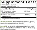 Bronson Milk Thistle Silymarin Marianum & Dandelion Extract Liver Health Support, Antioxidant Support, Detox, 120 Capsules