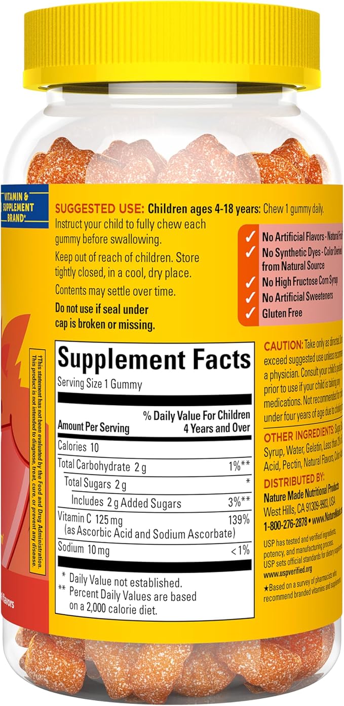 Nature Made Kids First Vitamin C Gummies for Kids, Dietary Supplement for Immune Support, 110 Gummies, 110 Day Supply