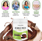 Metabolic Protein Powder with Collagen, Chocolate whey protein powder shake, Hydrolyzed Collagen with L-Glutamine for Digestion, Skin, Joints & Muscle, Low Carb Meal Replacement, 17.06 oz