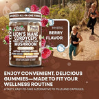 Clean Nutra Lions Mane Mushroom Gummies Cordyceps Supplement for Memory and Focus Immune Support Vitamins Reishi Chaga Turkey Tail Mushrooms Gummy Shiitake Maitake Meshima Supplements