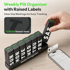 Betife Pill Organizer 3X a Day, Detachable Large Pill Box 7 Day, Daily 3 Times Pill Case, Travel Pill Container Holder, Weekly Medication Dispenser Pillbox for Vitamin Supplement Medicine（Black）
