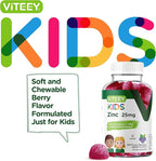 Viteey Zinc for Kids Gummies, 25mg - Immune Support for Kids & Teens - Powerful Natural Antioxidant, Kids Zinc Vitamin Supplement - Vegan, Gelatin Free, Gluten Free - Tasty Chewable Berry Flavor Gummy