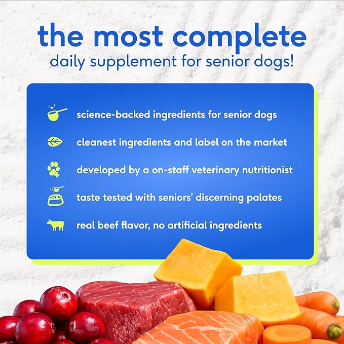 Native Pet Senior Daily Dog Vitamins & Supplements – 12-in-1 Dog Multivitamin Powder for Senior Dogs – Supports Mobility, Cognition, Digestion, Immune Health & More – 30 Scoops