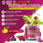 Organic Beet Root Gummies with L-Citrulline & L-Arginine, Nitric Oxide Supplements for Men and Women, Grape Seed, Pomegranate, Saffron for Circulation, Vâsculâr & Vitality, Vegan, Sugar Free, 120 Cts