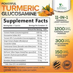 Turmeric Curcumin Supplement - 95% Curcuminoids with Glucosamine, Ginger & MSM, BioPerine Black Pepper Extract for Best Absorption, Natural Vegan Joint Support, Non-GMO, Bottled in USA - 240 Capsules