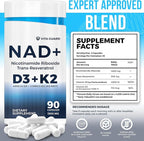 Anti-Aging Energy NAD Supplement – NMN Alternative with Nicotinamide Riboside 1000mg, Trans-Resveratrol 300mg, Vitamin D3 4000 IU and K2 110 mcg MK7 – Vegetarian 60 Capsules, 1300mg