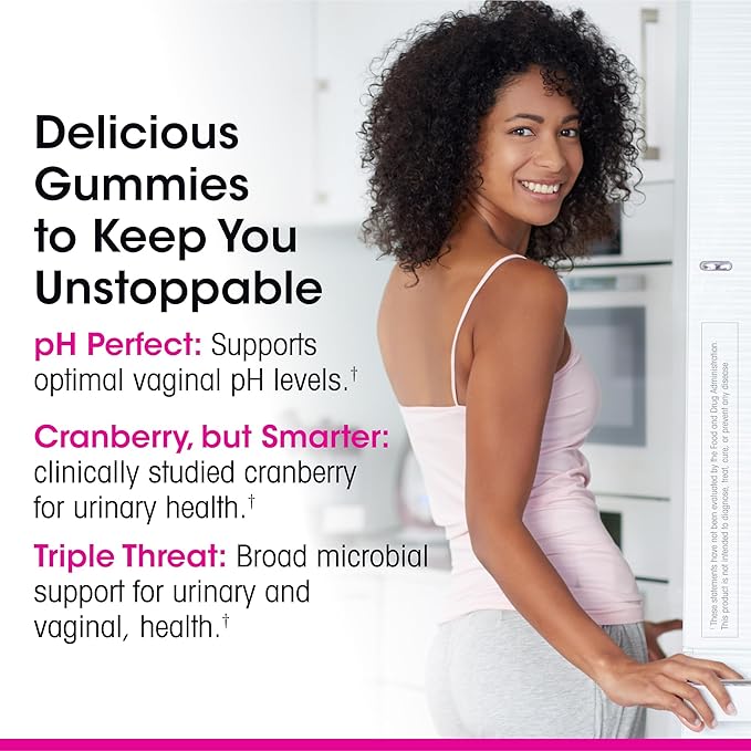 vH Essentials Probiotic Gummies with Prebiotics & Cranberry, Concentrated Extract for Urinary Tract Health, Supports Vaginal Microflora Balance for a Healthy Feminine Tract, 60 Count