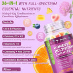Totaria Sugar Free Multivitamin Gummies for Women 14+ w/Iron, Inositol, Folate, Biotin, Womens Daily Multivitamin Gummy w/Vitamin A, C, B, D3, K2, for Hair, Skin, Energy, Immune, Mixed Flavors
